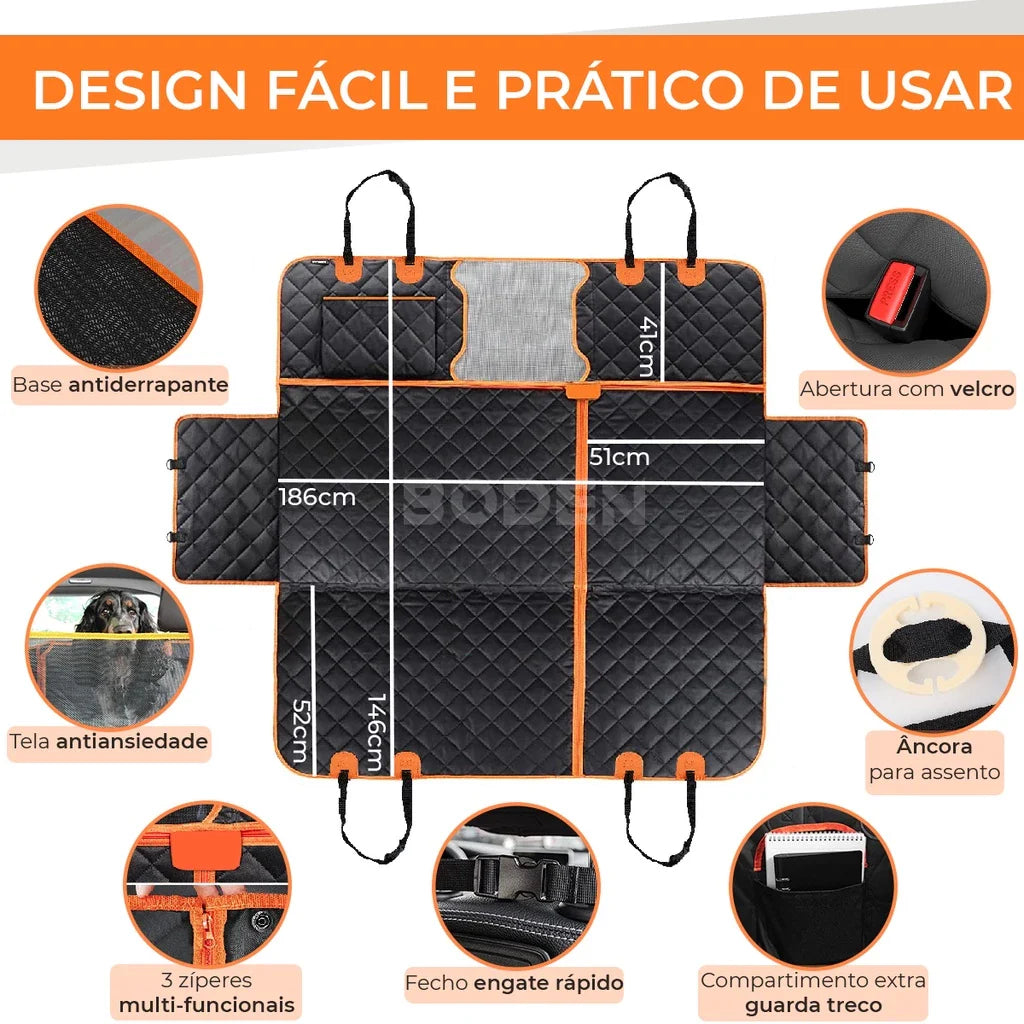 Capa Protetora Pet Impermeável 5 em 1 para Banco de Carro com Cinto de Segurança - Veiculo