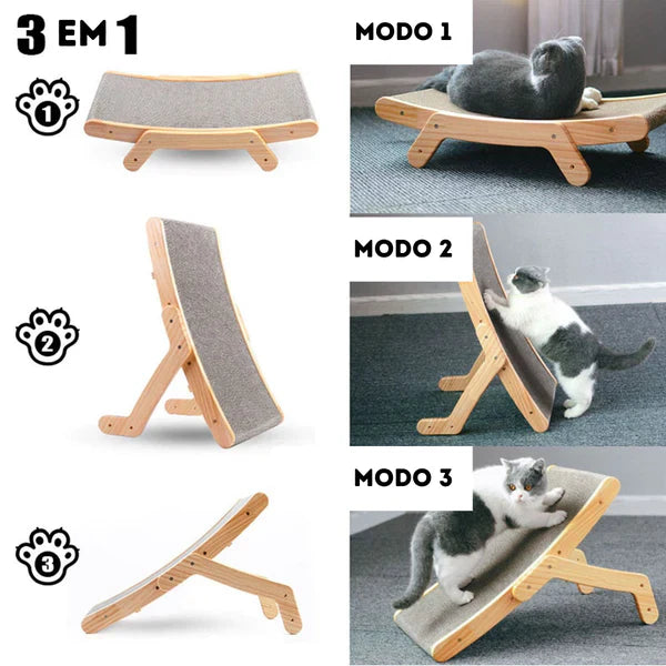 Cama Arranhador Cat - 3 em 1 - Madeira - Pet