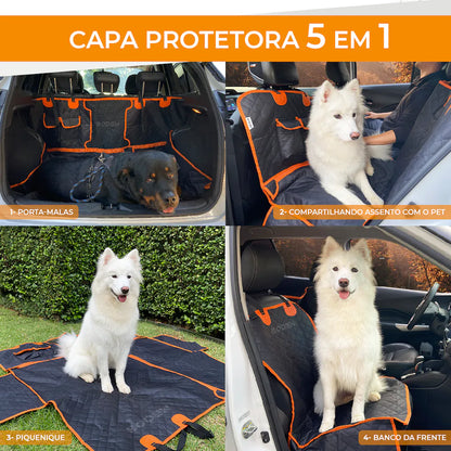 Capa Protetora Pet Impermeável 5 em 1 para Banco de Carro com Cinto de Segurança - Veiculo