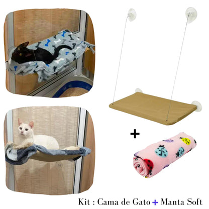 Suporte para Gato de Janela com Ventosas - Vista e Conforto para o Seu Gato! - Pet