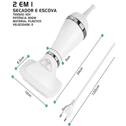 Escova Secadora Pet 2 em 1 – Seca e Remove Pelos