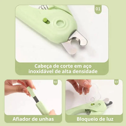 Kit Cortador de Unhas com Lixa para Cães e Gatos – Alicate com LED - Pet