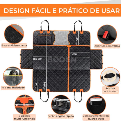 Capa Protetora Pet Impermeável 5 em 1 para Banco de Carro com Cinto de Segurança - Veiculo