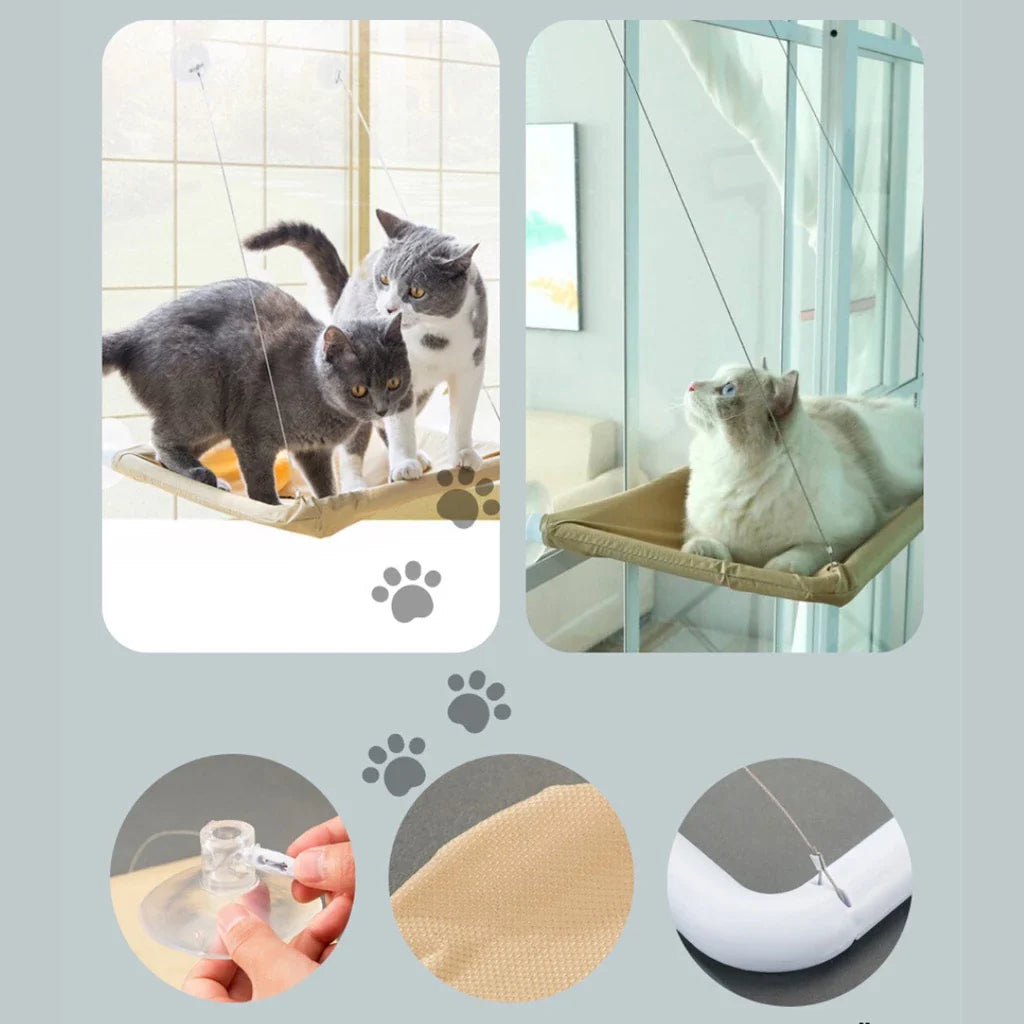 Suporte para Gato de Janela com Ventosas - Vista e Conforto para o Seu Gato! - Pet